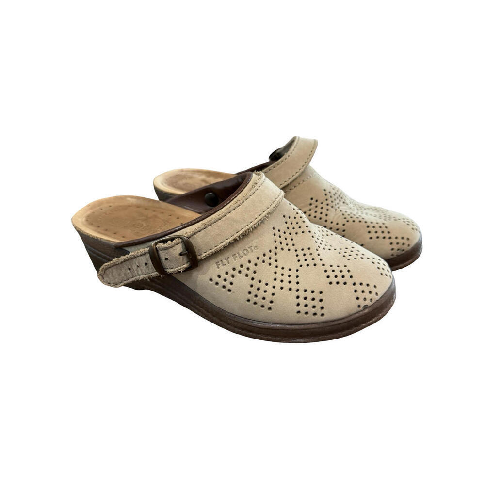 Fly Flot Clog Slippers Womens Size 6 EU 36 Leather Anatomico Made Italy Comfort